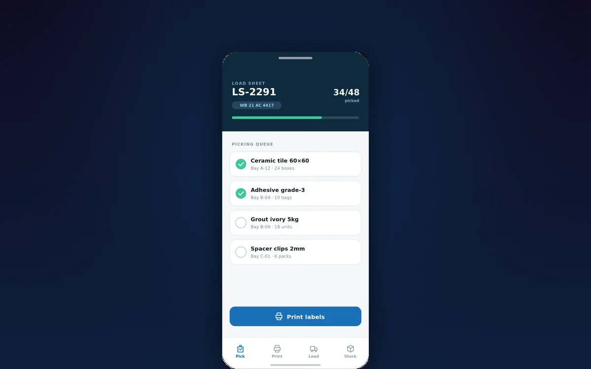 OpsGrid — warehouse — screenshot