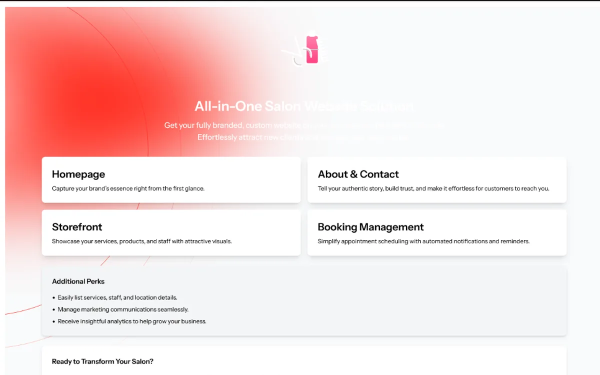 Salon Website Solution — screenshot
